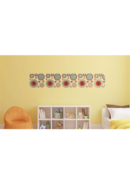 DUVAR ÇIKARTMA STICKER DEKORATİF DUVAR KAĞIDI,SÜS İKİ ADET GEOMETRİK HALKALI PVC 48X33X0,5CM