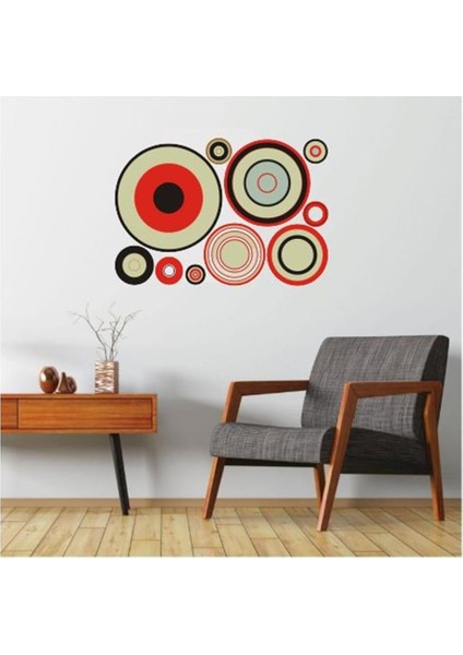 DUVAR ÇIKARTMA STICKER DEKORATİF DUVAR KAĞIDI,SÜS İKİ ADET GEOMETRİK HALKALI PVC 48X33X0,5CM