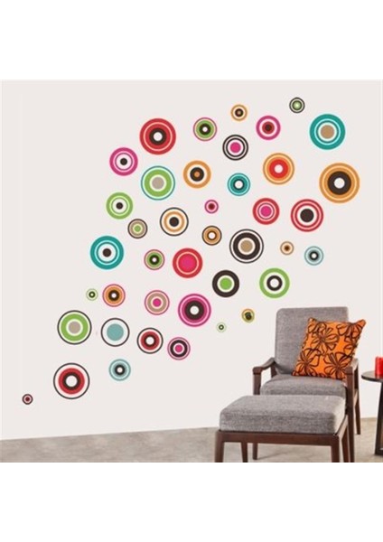 DUVAR ÇIKARTMA STICKER DEKORATİF DUVAR KAĞIDI,SÜS İKİ ADET GEOMETRİK HALKALI PVC 48X33X0,5CM