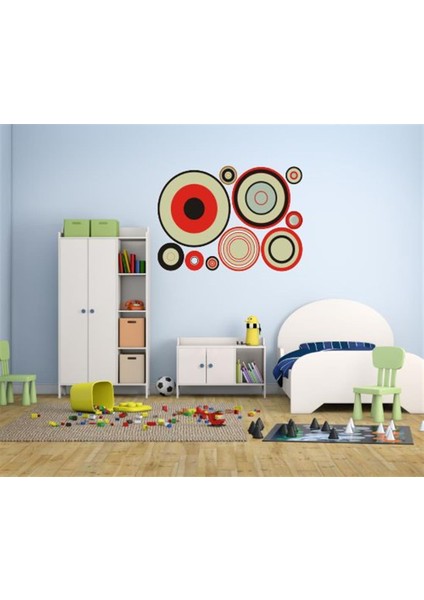 DUVAR ÇIKARTMA STICKER DEKORATİF DUVAR KAĞIDI,SÜS İKİ ADET GEOMETRİK HALKALI PVC 48X33X0,5CM