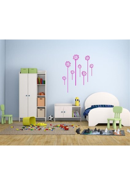 DUVAR ÇIKARTMA STICKER DEKORATİF DUVAR KAĞIDI,SÜS İKİ ADET PEMBE PAPATYALI PVC 48X33X0,5CM