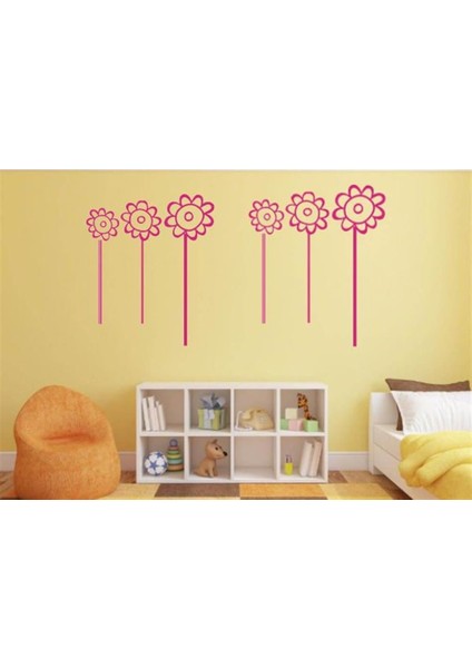 DUVAR ÇIKARTMA STICKER DEKORATİF DUVAR KAĞIDI,SÜS İKİ ADET PEMBE PAPATYALI PVC 48X33X0,5CM