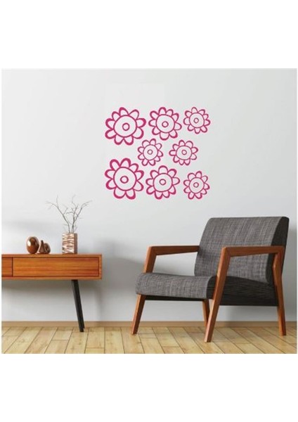 DUVAR ÇIKARTMA STICKER DEKORATİF DUVAR KAĞIDI,SÜS İKİ ADET PEMBE PAPATYALI PVC 48X33X0,5CM