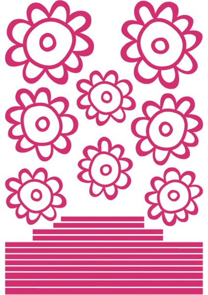 DUVAR ÇIKARTMA STICKER DEKORATİF DUVAR KAĞIDI,SÜS İKİ ADET PEMBE PAPATYALI PVC 48X33X0,5CM