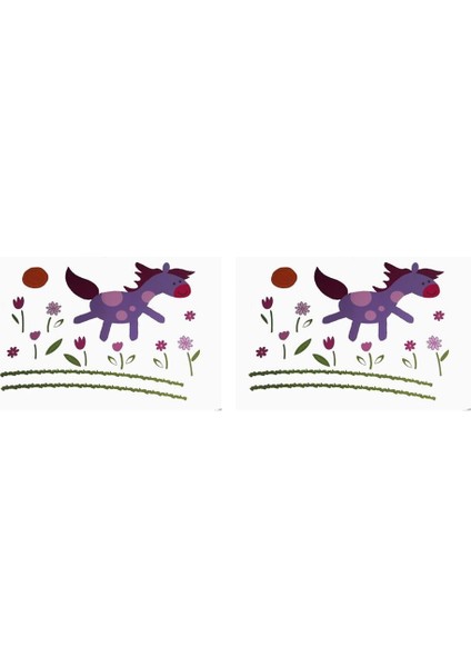 DUVAR ÇIKARTMA STICKER DEKORATİF DUVAR KAĞIDI,SÜS İKİ ADET KÜÇÜK AT DESENLİ PVC 70X50X0,5CM