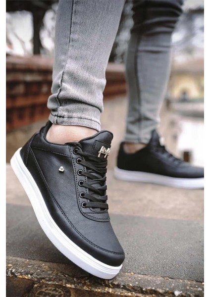 Erkek Günlük Yumuşak Iç Astarlı Şık Sneaker Spor Ayakkabı Siyah - Beyaz