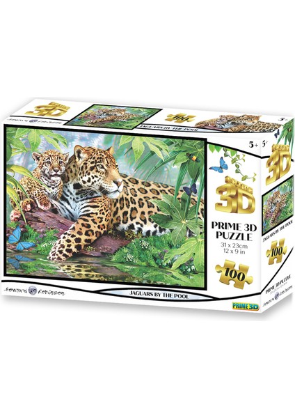 Prime 3D - Jaguar ve Yavrusu 63 Parça Puzzle 10527