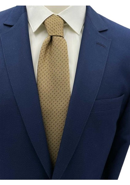 Gold Kahve Desenli Kravat