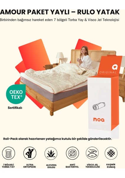 Amour Yıkanabilir Kılıf Visco Jel Paket Yaylı Yatak
