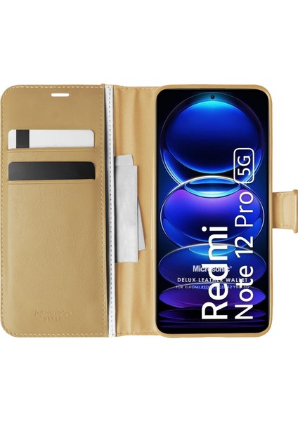 Xiaomi Redmi Note 12 Pro 5g Kılıf Delux Leather Wallet Gold