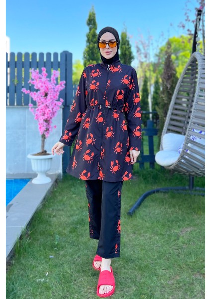 Parasut Tam Kapalı Tesettür Mayo R080 Yengeç