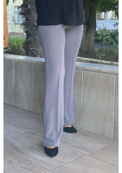 Kadın Gri Krep Palazzo Pantolon