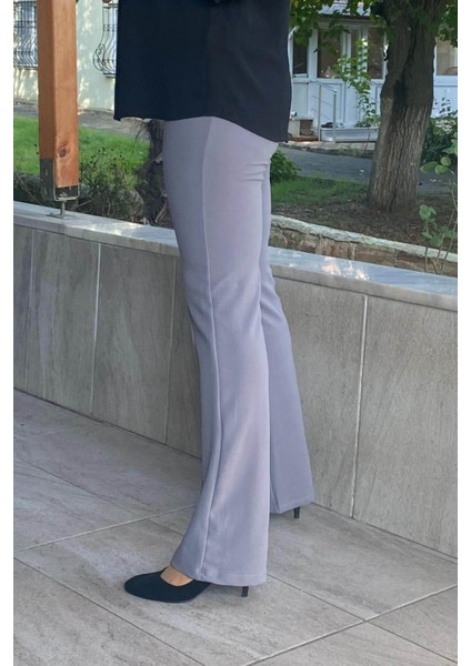 Kadın Gri Krep Palazzo Pantolon modelleri