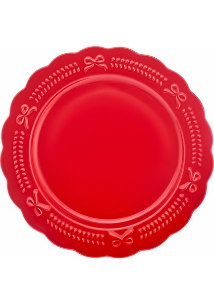 New Year Yılbaşı Rölyefli Servis Tabağı 27 cm Kırmızı
