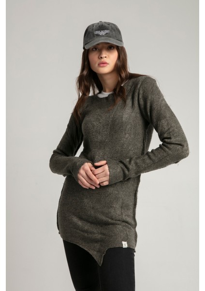 Fashıon Terz Da Özel Boyama Eskitme Efekti Sıfır Yaka Uzun Spor Triko Kazak