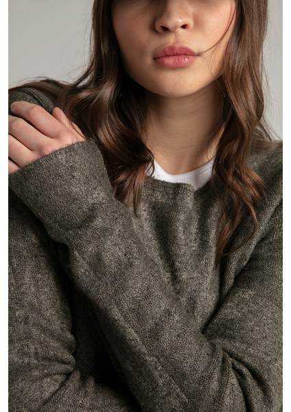 Fashıon Terz Da Özel Boyama Eskitme Efekti Sıfır Yaka Uzun Spor Triko Kazak indirimleri