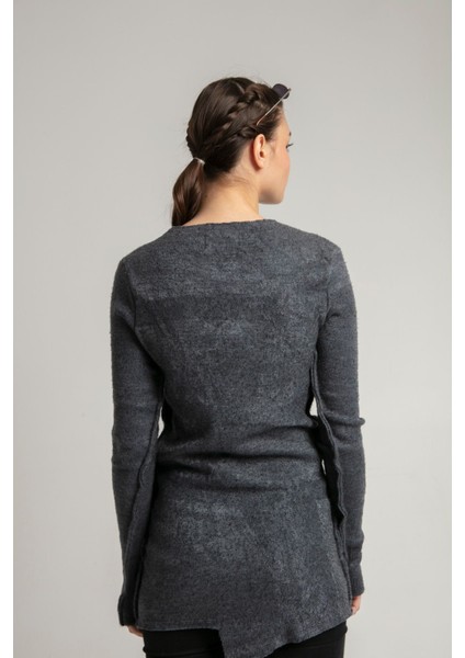 Fashıon Terz Da Özel Boyama Eskitme Efekti Sıfır Yaka Uzun Spor Triko Kazak modelleri