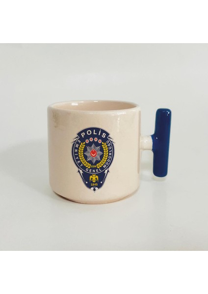 Polis Arma Baskılı Mavi Kulplu T Kupa