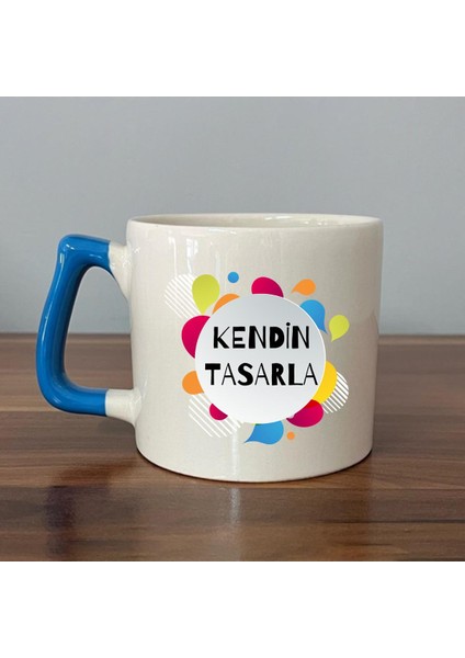Kendin Tasarla Mavi Kulplu Seramik D Kupa