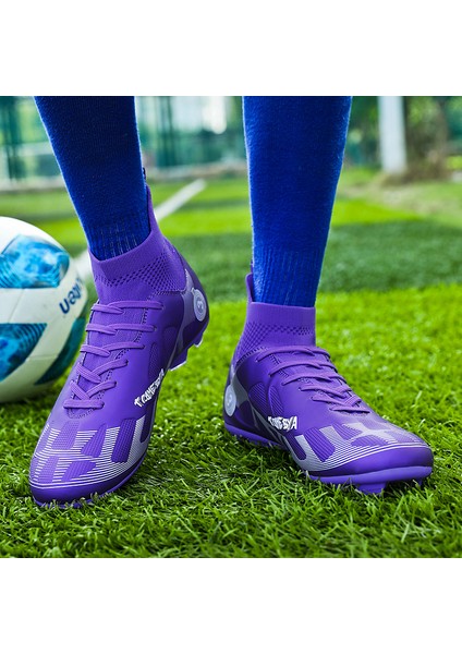 Erkek Yüksek Bilekli Futbol Krampon - Mor (Yurt Dışından) fırsatları