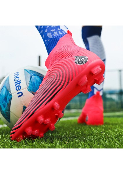 Erkek Yüksek Bilekli Futbol Krampon - Pembe (Yurt Dışından)