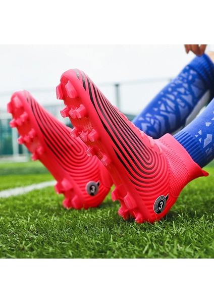 Erkek Yüksek Bilekli Futbol Krampon - Pembe (Yurt Dışından)