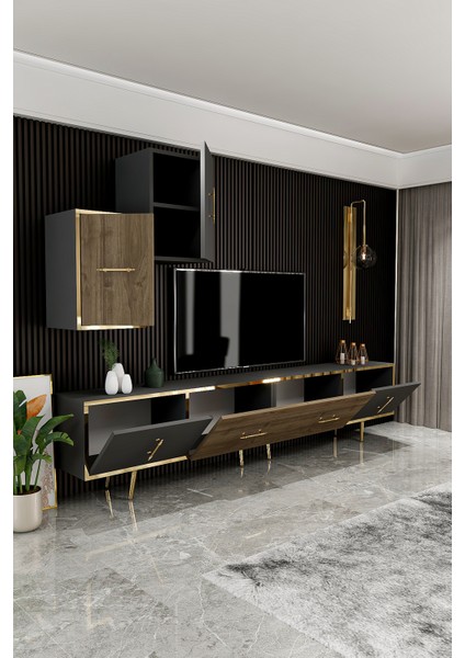 Kylıe Tv Ünitesi 200 cm Antrasit/antrasit Ceviz modelleri