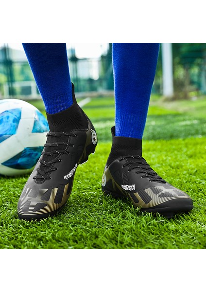 Erkek Yüksek Bilekli Futbol Krampon - Siyah (Yurt Dışından) fırsatları