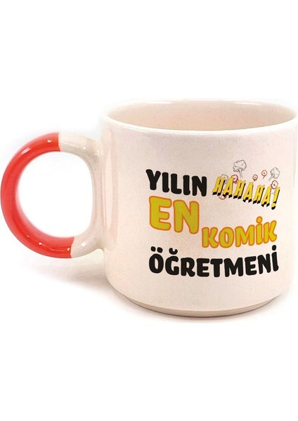 Yılın En Komik Öğretmeni Baskılı Kırmızı Kulplu P Öğretmenler Günü Kupa