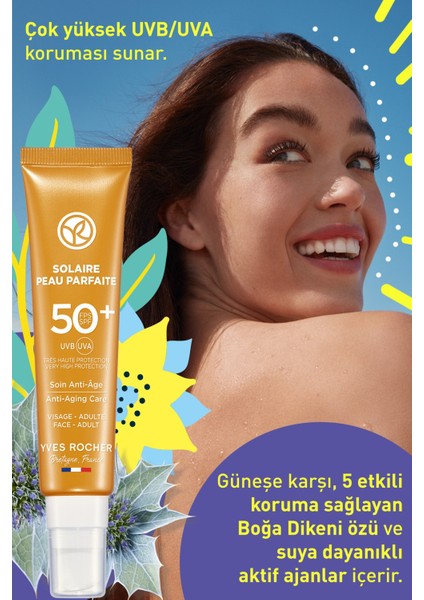 Yves Rocher Spf 50 Yüksek Korumalı Yaşlanma Ve Leke Karşıtı Yüz Güneş Kremi/solaire Peau Parfaite-40 ml