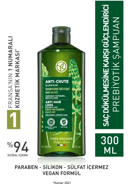 Yves Rocher Saç Dökülmesine Karşı (anti-chute) Güçlendirici Prebiyotik Şampuan - Sülfatsız & Vegan-300 Ml