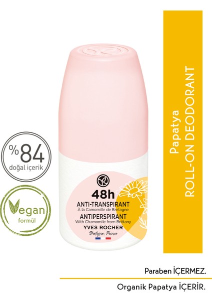 Yves Rocher Roll-on Antiperspirant Deodorant - Papatya-50 ml