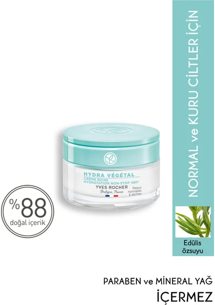 Yves Rocher Normal Ve Kuru Ciltler Için Hydra Vegetal - Üre & Shea Yağı - Yoğun Krem-50 Ml-56064