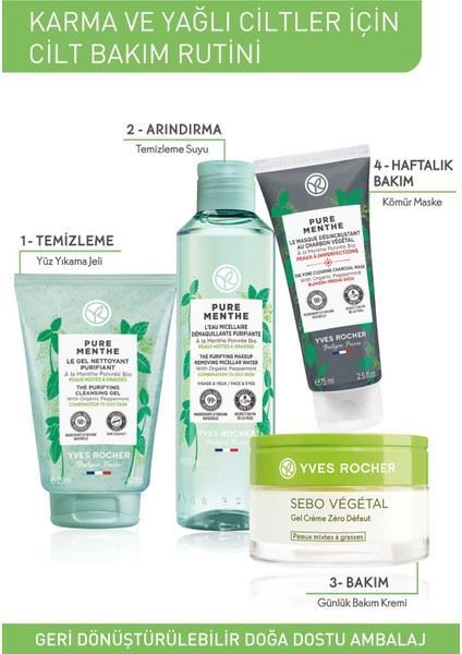 Yves Rocher Karma Ve Yağlı Ciltler Için Pure Menthe Prebiyotik Miseler Su-200 ml