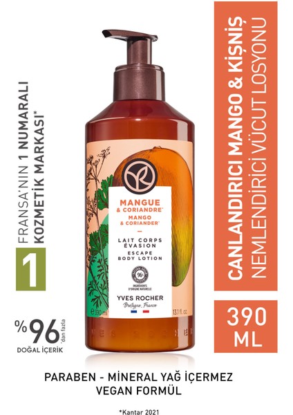 Yves Rocher Nemlendirici Vücut Losyonu - Canlandırıcı Mango Kişniş - 390ml