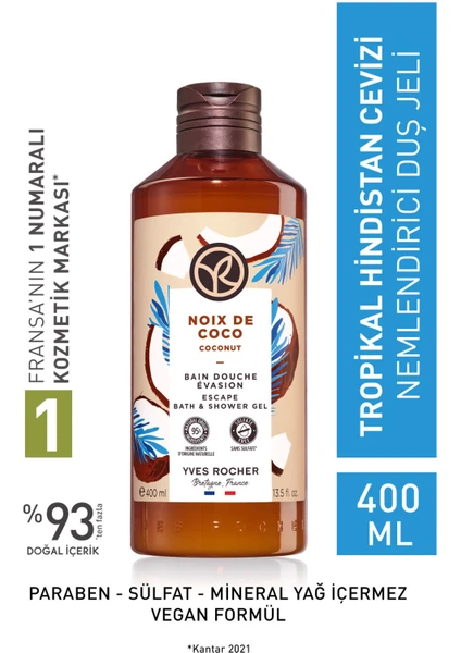 Yves Rocher Nemlendirici Duş Jeli - Tropikal Hindistan Cevizi - 400ml-45966