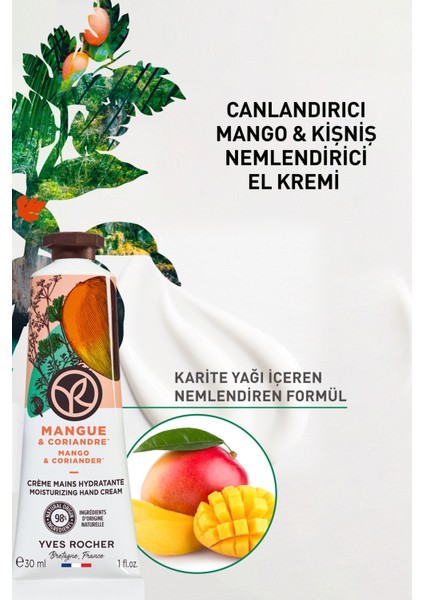 Yves Rocher Nemlendirici El Kremi- Canlandırıcı Mango Kişniş- 30ml-72115