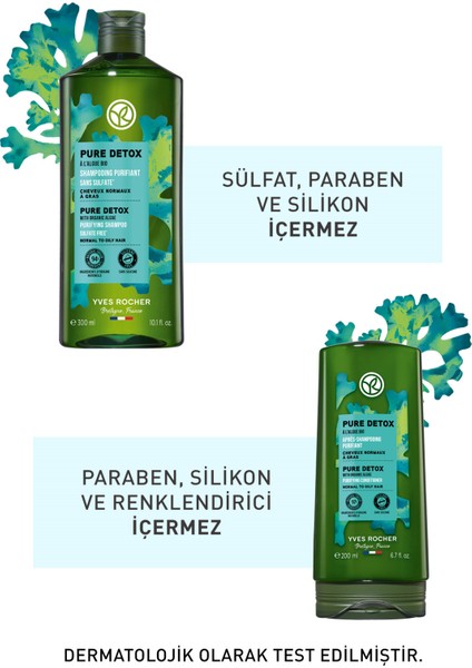 Yves Rocher Yağlı Saçlar İçin (Pure Detox) Arındırıcı Orijinal Boy Şampuan, Saç Kremi Seti