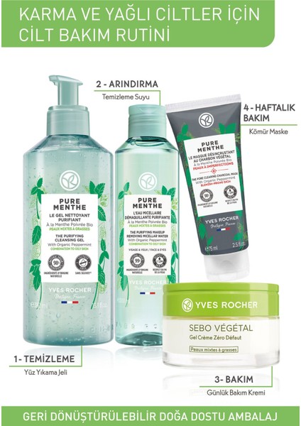 Yves Rocher Karma Ve Yağlı Ciltler Için Pure Menthe Prebiyotik Yüz Yıkama Jeli-390 ml