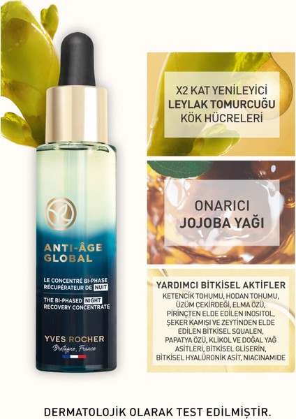 Yves Rocher Yaşlanma Karşıtı Bitkisel Kök Hücre Bakımı Anti-age Global - Niasinamid&hyaluronik Asit -gece Serumu