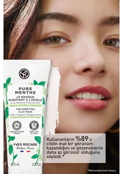 Yves Rocher Karma Ve Yağlı Ciltler Için Pure Menthe Kil Maske-75 ml