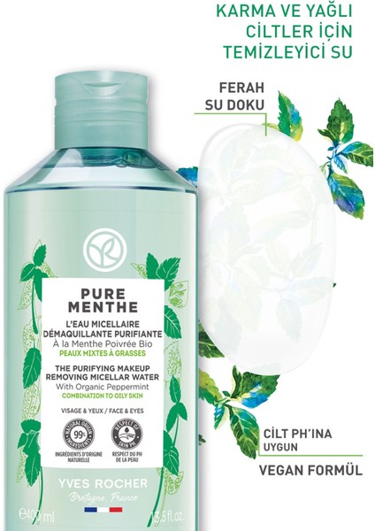 Yves Rocher KarmaYağlı Ciltler Için Pure Menthe Prebiyotik Miseler Su-400 ml