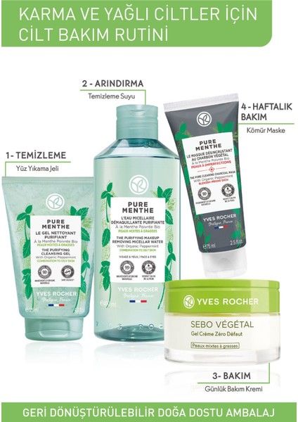 Yves Rocher KarmaYağlı Ciltler Için Pure Menthe Prebiyotik Miseler Su-400 ml