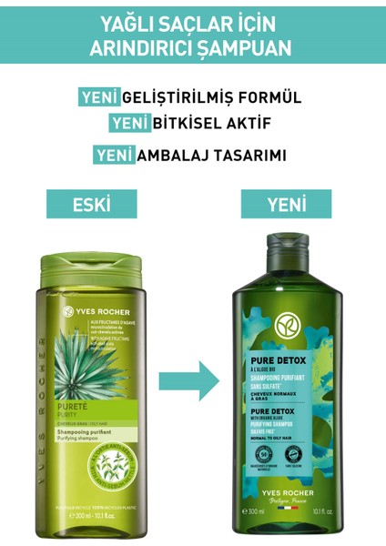 Yves Rocher Yağlı Saçlar İçin (Pure Detox) Arındırıcı Şampuan - Sülfatsız & Vegan-300 ml