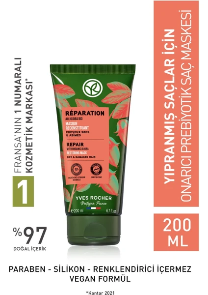 Yves Rocher Yıpranmış Saçlar Için (reparation) Onarıcı Prebiyotik Saç Maskesi - Vegan-200 Ml