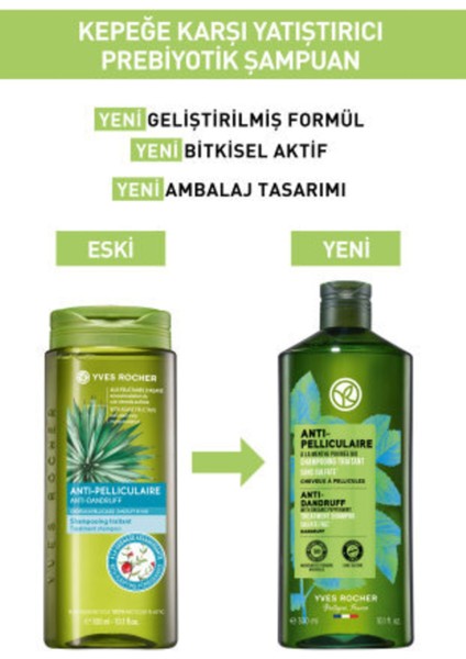 Yves Rocher Kepeğe Karşı (Anti Pelliculaire) Yatıştırıcı Prebiyotik Şampuan - Sülfatsız & Tuzsuz & Vegan-300 ml