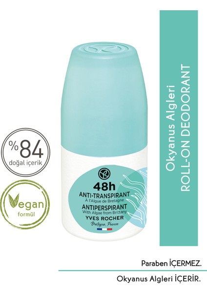 Yves Rocher Unisex Fresh Roll-on Antiperspirant Deodorant - Okyanus Algleri-50 ml