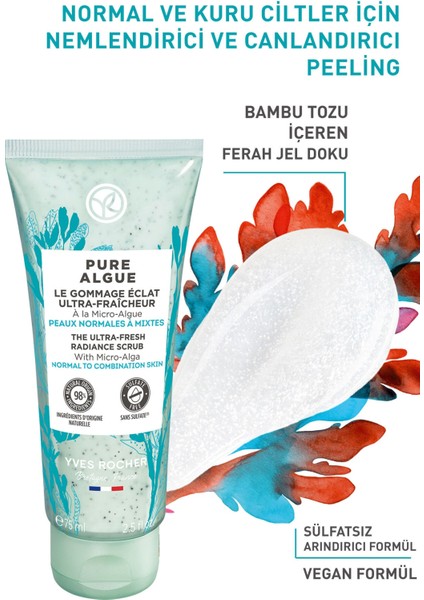 Yves Rocher Normal Ve Kuru Ciltler Için Pure Algue Prebiyotik Yüz Peelingi-75 ml