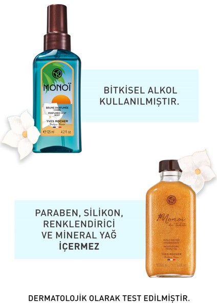 Yves Rocher Orijinal Boy Monoi Işıltılı Vücut Spreyi, Saç Ve Vücut Yağı Seti-9916612