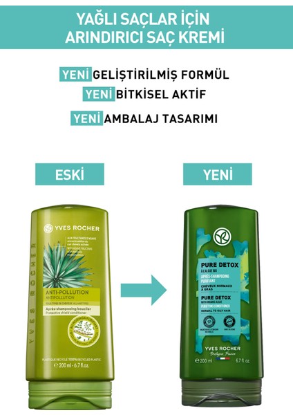 Yves Rocher Yağlı Saçlar İçin (Pure Detox) Arındırıcı Saç Kremi - Vegan-200 ml